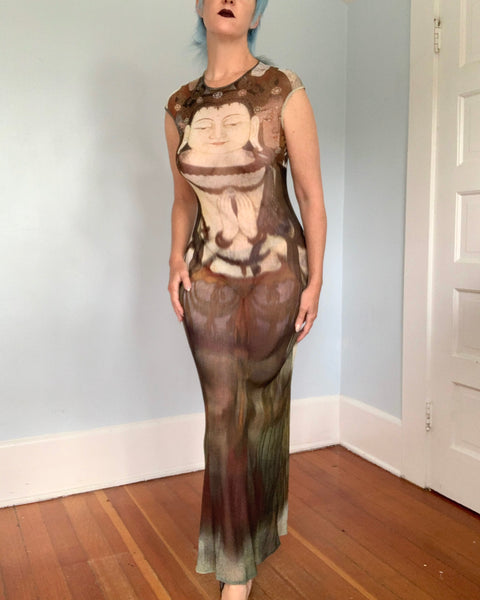 Documented 1997 Vivienne Tam “Kuan Yin” Mesh Maxi