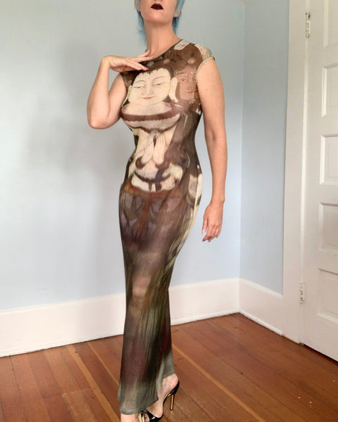Documented 1997 Vivienne Tam “Kuan Yin” Mesh Maxi