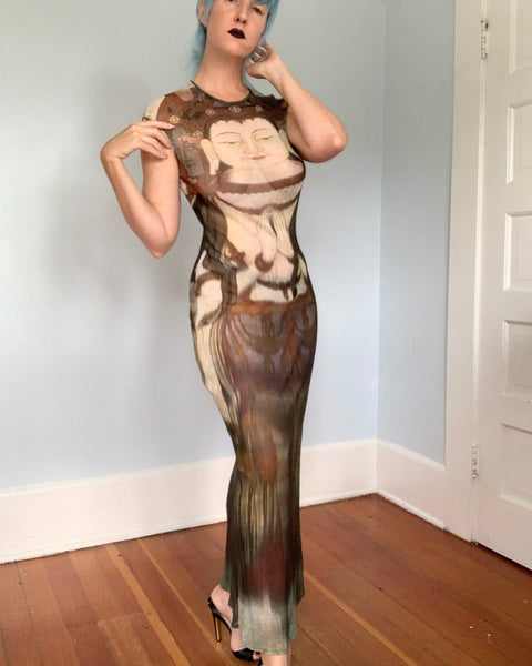 Documented 1997 Vivienne Tam “Kuan Yin” Mesh Maxi
