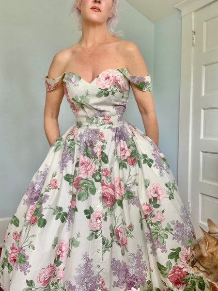 1980s Polished Cotton Dress Set