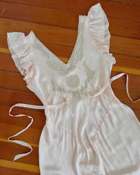 Rare 1930s Silk Boudoir Beach Pajamas Jumpsuit