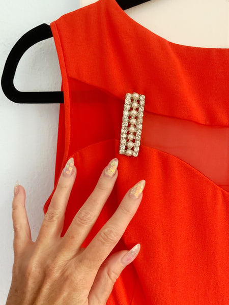 1960s Rayon Crepe Hourglass Gown w/ Attached Chiffon Cape