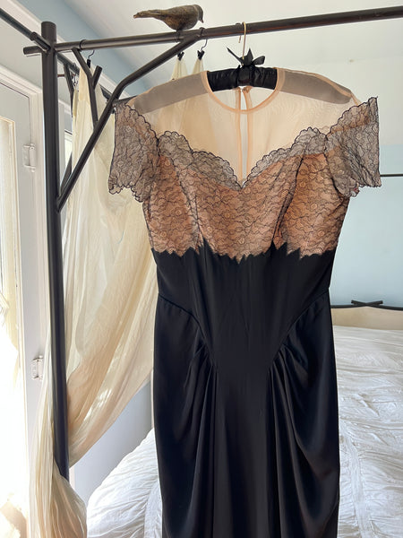 Unworn 1940s “Emma Domb California” Illusion Evening Gown