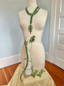Custom Made Mardi Gras Rhinestone Snake 5 Piece Jewelry Set