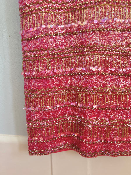 1960s “Gene Shelly’s Boutique Internationale” Hand Sequined Wool Evening Gown