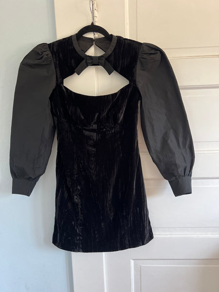 1960s Inspired “Alexa Chung” Velvet & Taffeta Mini Dress