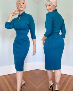 1940s “Loftees” 2 Piece Hand Loomed Wool Chenille Sweater Dress Set