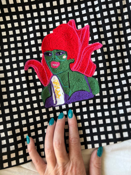 1950s Cotton Day Dress w/ Hand Chain-Stitched “Beetlejuice” Theme by Cecil B. Moxie