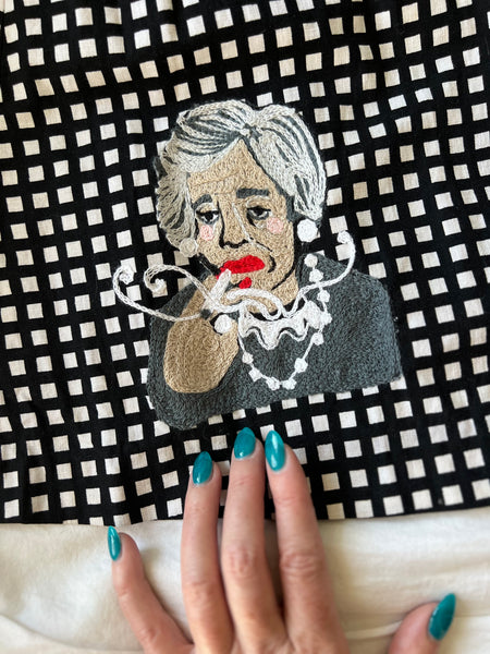 1950s Cotton Day Dress w/ Hand Chain-Stitched “Beetlejuice” Theme by Cecil B. Moxie