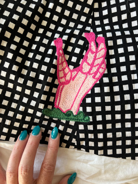 1950s Cotton Day Dress w/ Hand Chain-Stitched “Beetlejuice” Theme by Cecil B. Moxie