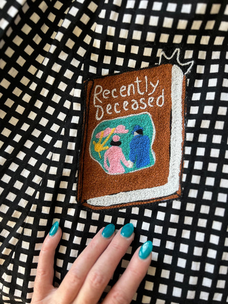 1950s Cotton Day Dress w/ Hand Chain-Stitched “Beetlejuice” Theme by Cecil B. Moxie