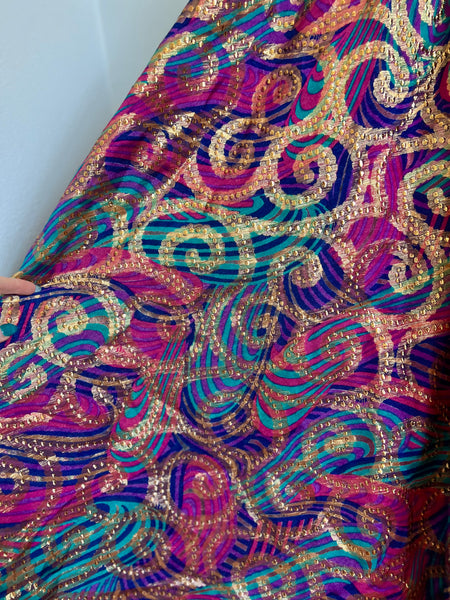 1960s Metallic Dream Halter Maxi Gown