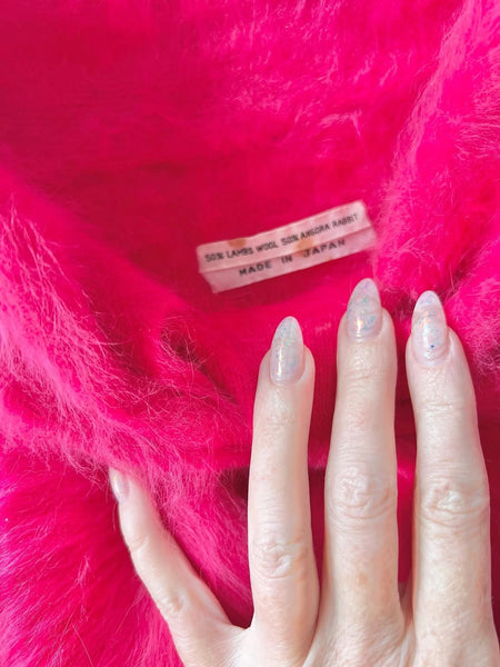 1960s Hottest Pink Angora Sweater Girl Sweater
