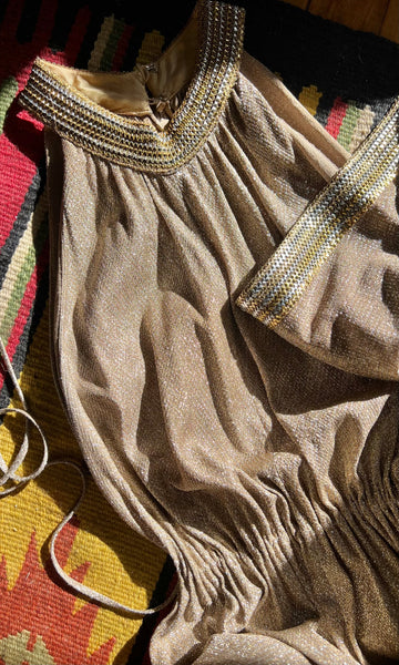 1960s Rayon Lurex Goddess Maxi