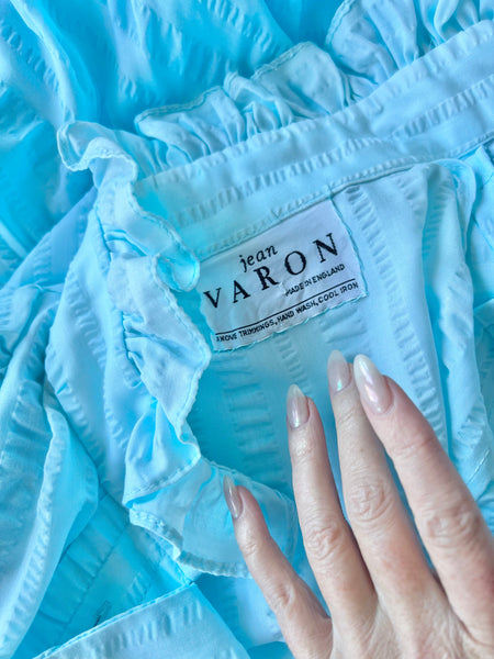 1970s “Jean Varon” Seersucker Maxi Gown