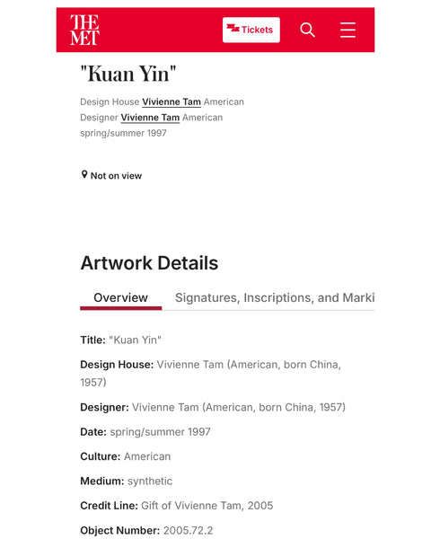 Documented 1997 Vivienne Tam “Kuan Yin” Mesh Maxi