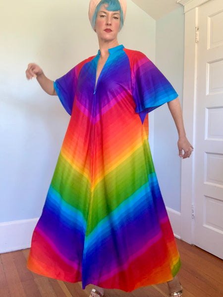 1970s “Georgie Keyloun” Rainbow Caftan