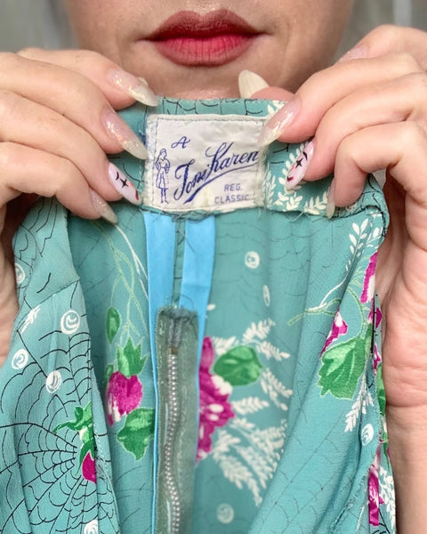 1940s Cold Rayon 2 Piece Spiderweb Ensemble