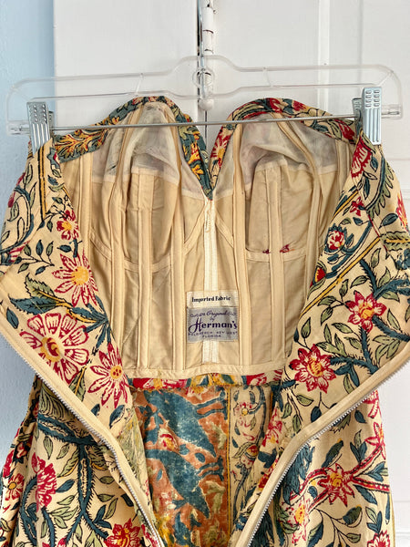 1940s Hand Printed Indian Cotton Sarong Dress