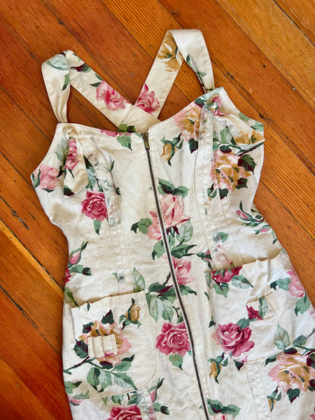 1980s “Karen Alexander” Textured Cotton Hourglass 2-Way-Zip Front Wiggle Dress