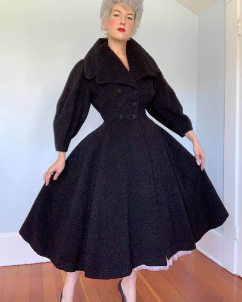 1950s "Original Lilli Ann of San Francisco" Textured Wool Double Breasted Princess Coat