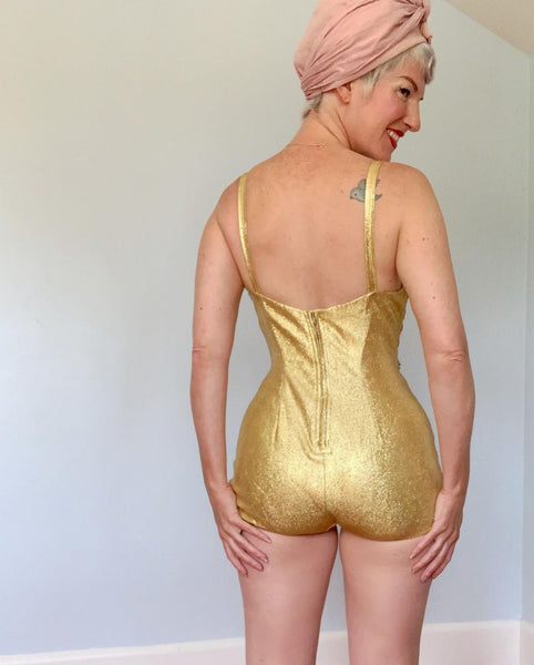 1950s “Ceeb of Miami” Metallic Lamé Swimsuit