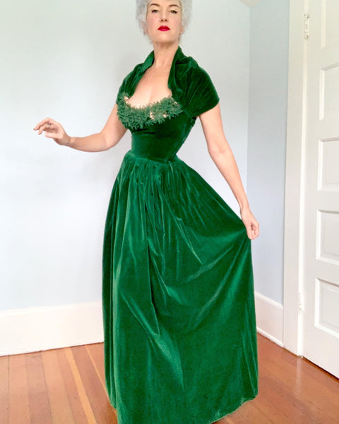 1940s Velvet Evening Gown