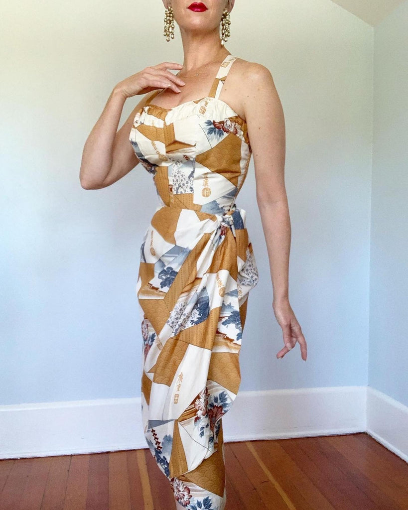 Deadstock 1950s Silk Hawaiian Sarong Dress by “Sun Fashions of Hawaii” – butchwaxvintage