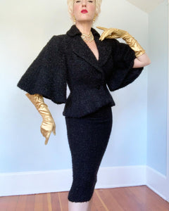 Documented 1952 "Lilli Ann of Paris & San Francisco" Wool Boucle "Poodle Cloth" 2 Piece Suit