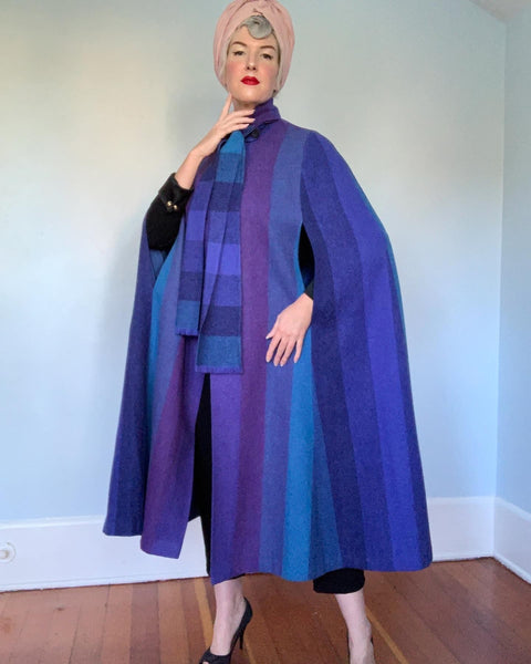 1970s Magical Ombre Wool Cape by "Avoca Collection - Wicklow, Ireland"