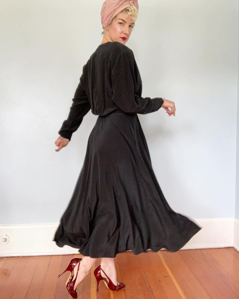 Deadstock with Tags 1980s does 1940s Silk "Ralph Lauren" Bias Cut Maxi Dress with Pockets