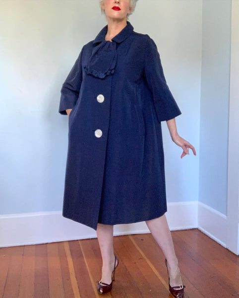 Late 1950s "Christian Dior" Silk Faille Swing Coat