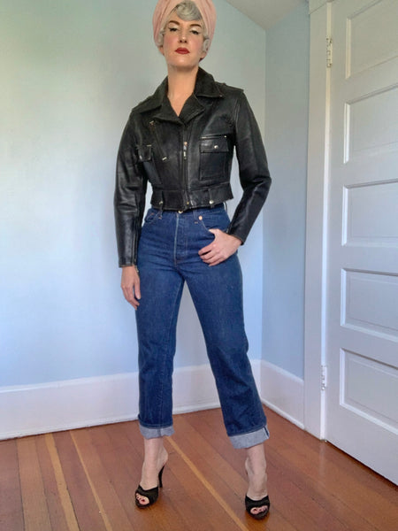 1940s Horsehide Leather Womens “Harley Davidson” Cycle Queen Motorcycle Jacket