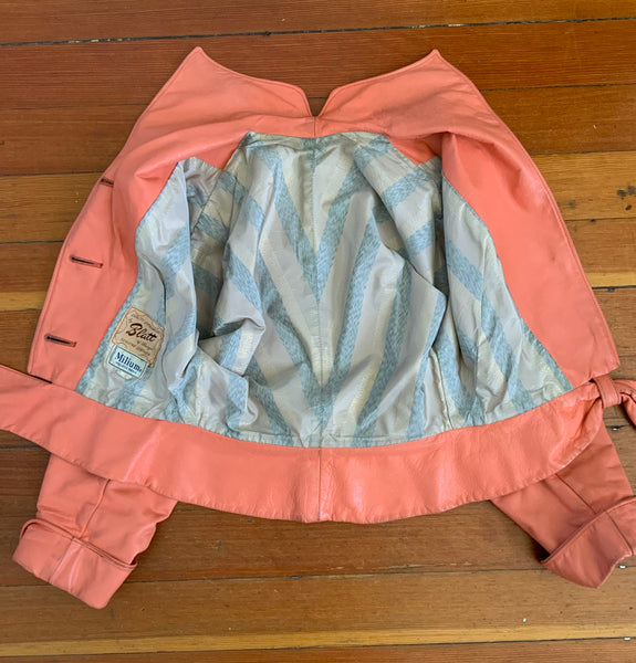 Killer 1950s Salmon Pink Custom Fitted Leather Jacket by “Blatt of Chicago”