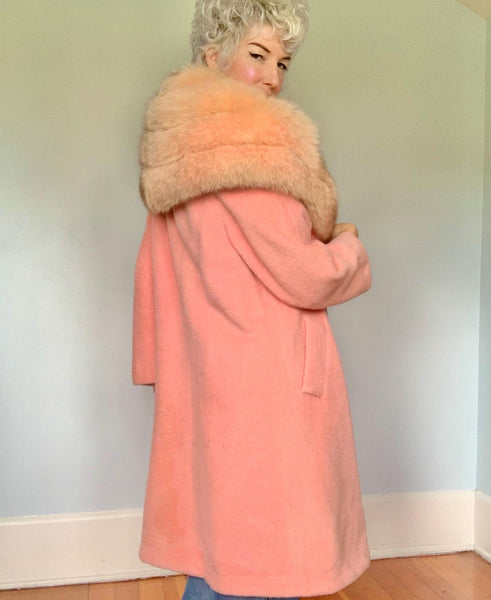1950s “Lilli Ann of Paris & San Francisco” Pink Mohair Swing Coat