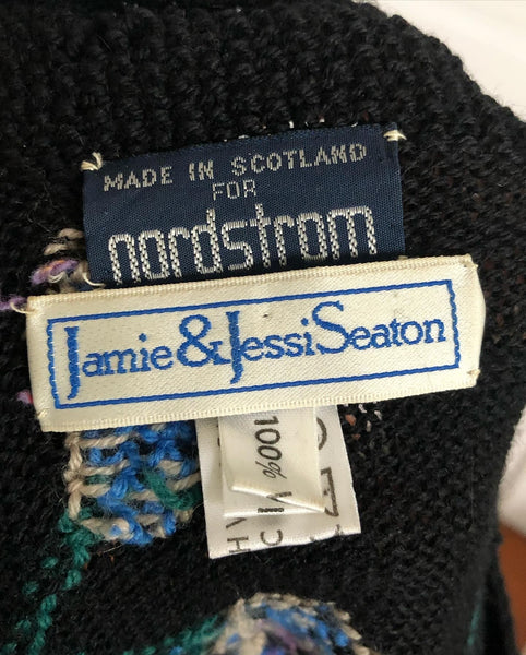 Gorgeous 1980s Soft Wool Magical Unicorn Sweater Hand Knit in Scotland by "Jamie & Jessi Seaton"