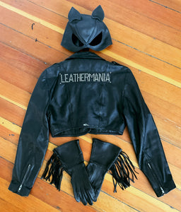 1980s / 1990s LEATHERMANIA Ultra Fitted & Cropped Hand Customized Leather Jacket