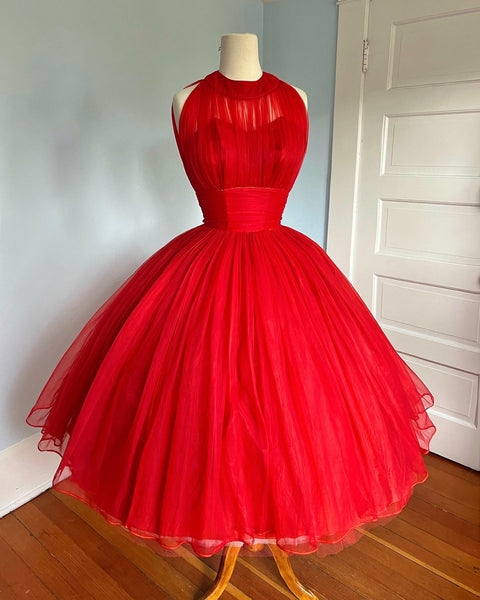 1950s Nylon Chiffon Party Dress