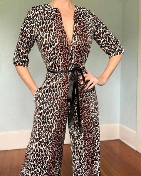 1960s “Vanity Fair” Leopard Palazzo Jumpsuit