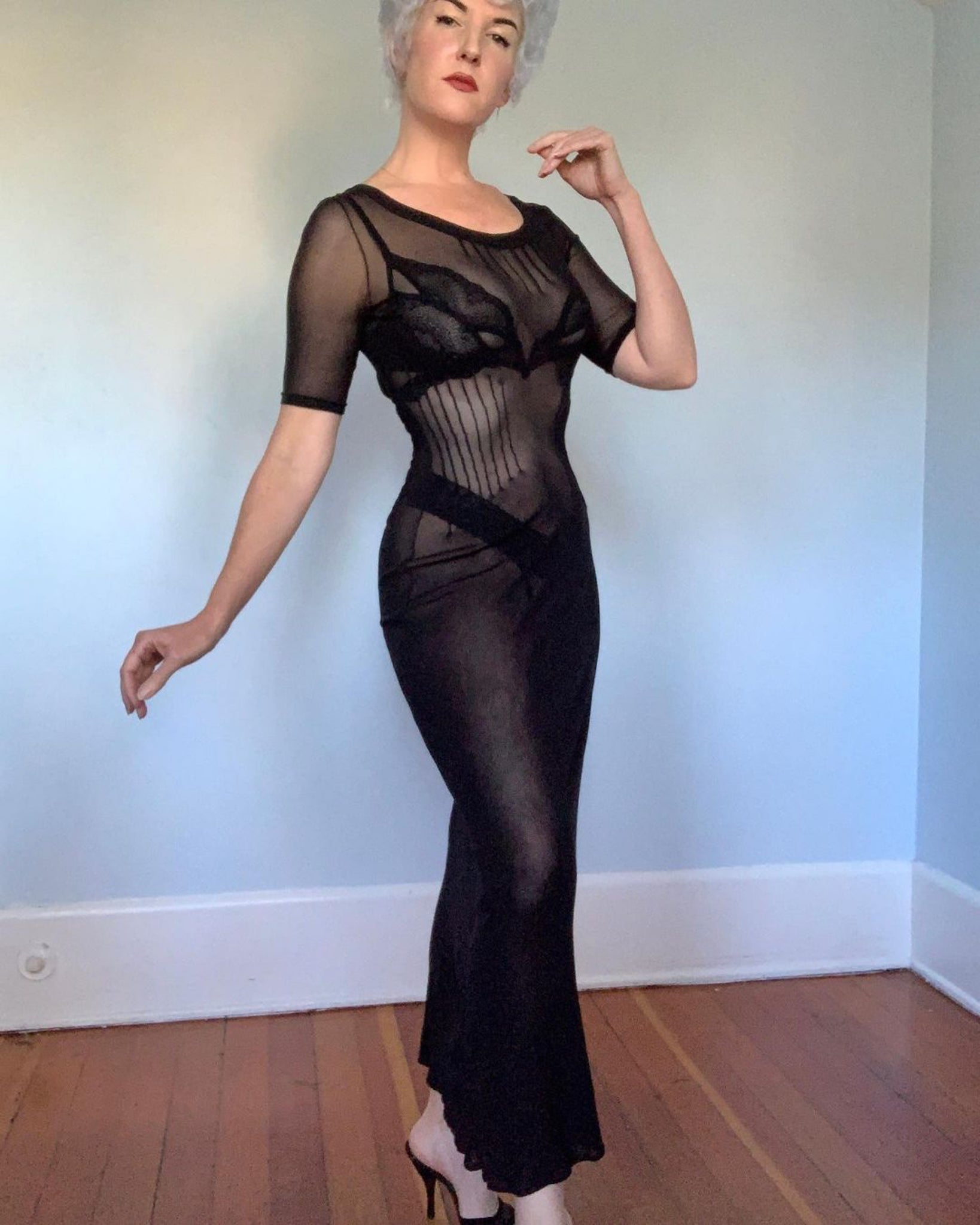 1990s Vivienne Tam Sheer Mesh Maxi Dress butchwaxvintage 1990s Vivienne Tam Sheer Mesh Maxi Dress butchwaxvintage