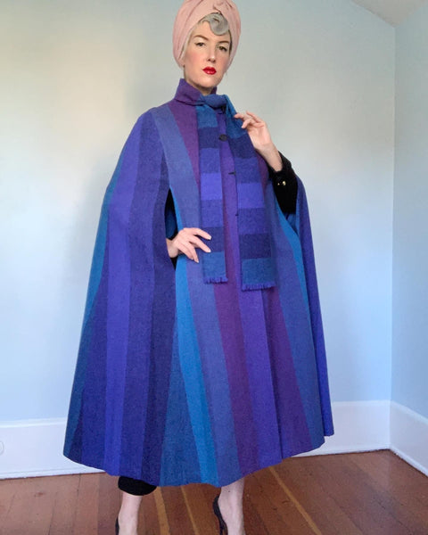 1970s Magical Ombre Wool Cape by "Avoca Collection - Wicklow, Ireland"