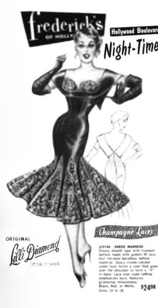1950s “Lilli Diamond” Matte Satin with Lace Cocktail Dress