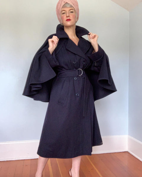 1980s Yves Saint Laurent Wool Trench Coat w/ Removable Cape