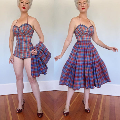 1950s “Jantzen” 2 Piece Swimsuit & Skirt Ensemble