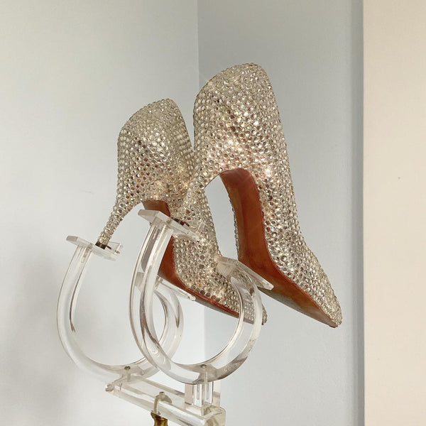 1950s Custom Made by Hand Sparkling Crystal Rhinestone Encrusted High Heels by "Henni Last - Creations by Lorenzo""