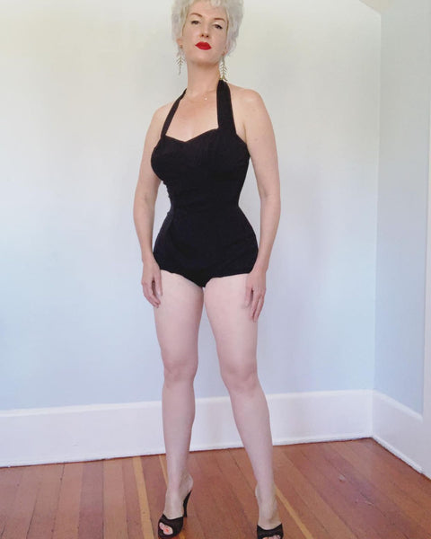 1950s Matte Satin Cocktail Swimsuit by “Styles by Lee Swimplay Suits”
