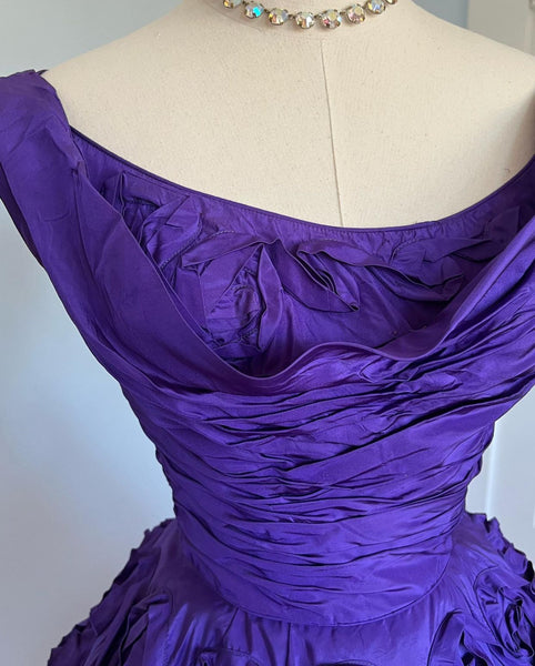 1950s "Ceil Chapman" Silk Rosettes Party Dress