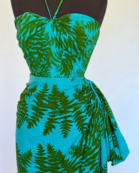 Late 1940s Hawaiian Sarong Dress Ensemble by “Polly Manning Importers”