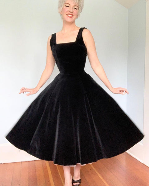 Documented 1948 “Carolyn Schnurer” Cotton Velvet Pinafore Dress