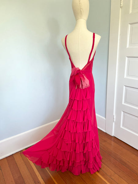 1930s 3 Piece Silk Chiffon Evening Gown